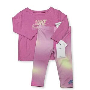 Nike Baby Girls 2-Piece Long Sleeve Tee and Dri-fit Leggings Set - Magic Flaming